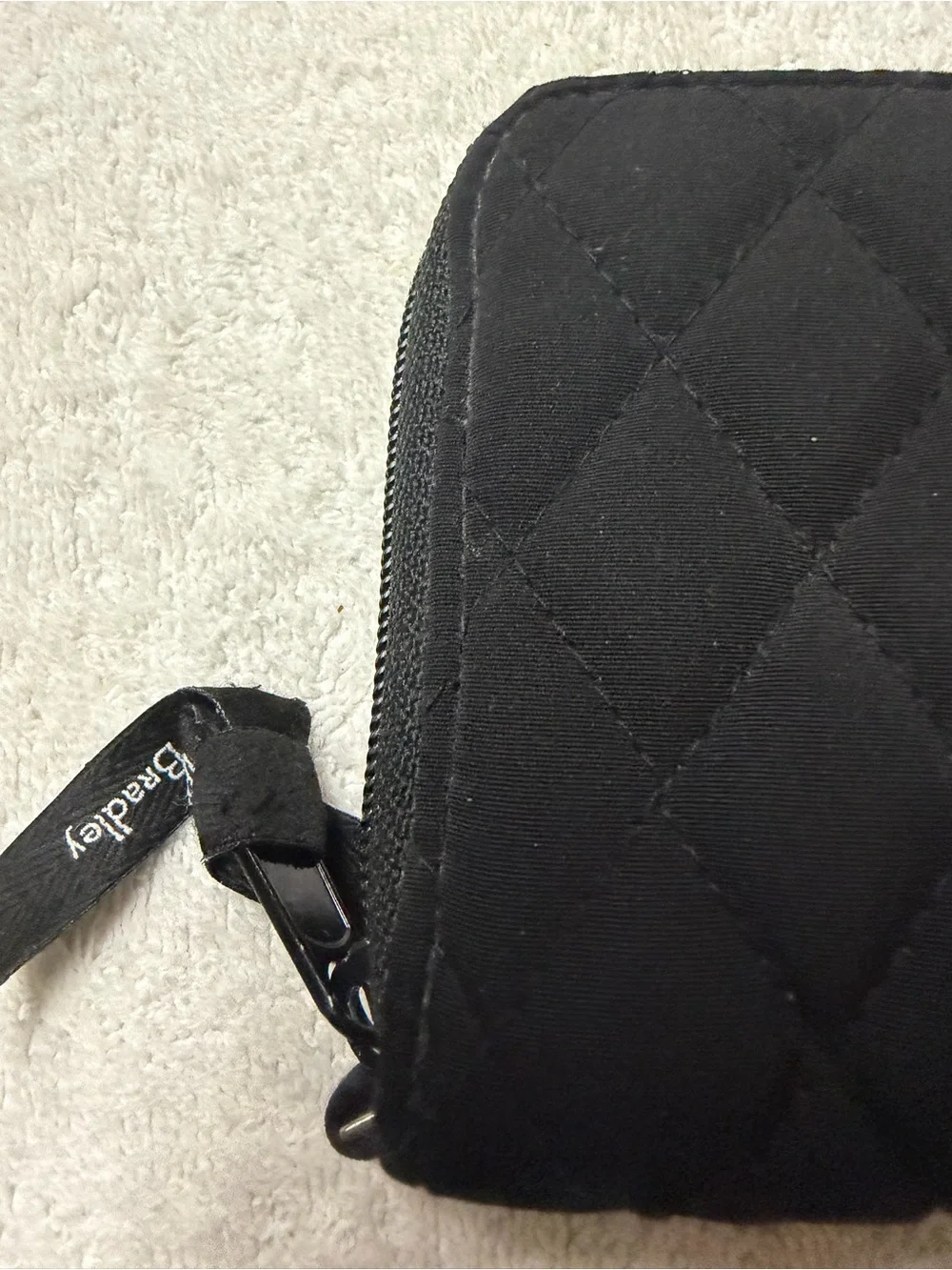Vera Bradley Black Quilted Continental Zip Wallet Organizer